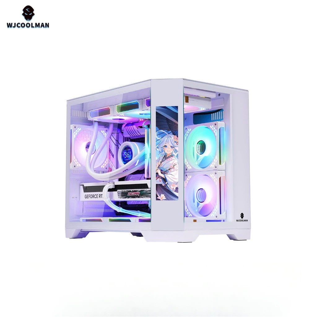 WJCOOLMAN Dreamer LCD Panorama Tempered Glass M-ATX GAMING CASE - White
