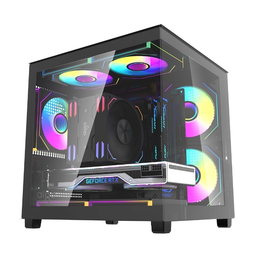 เคสคอมพิวเตอร์ Aigo A275 M-ATX Panorama Tempered Glass Gaming Case